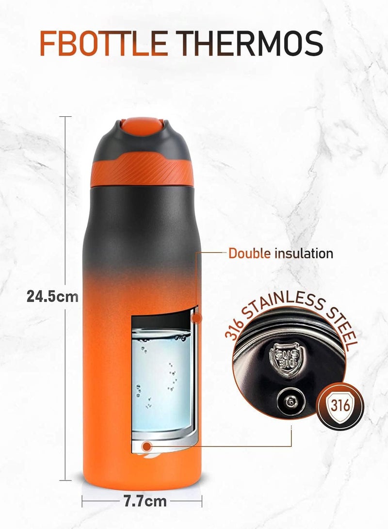 FjBottle FEIJIAN 316 Stainless Steel Water Bottle with Straw - Vacuum Insulated Metal Water Bottle - 710ml - Standard Mouth Flask - BPA Free - Leakproof Reusable Thermos Flask for Work, Gym, Travel  - Image 3