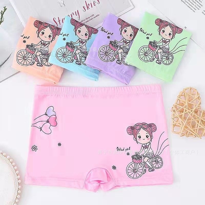 Childrens underwear cute cartoon printing childrens boxer shorts foreign trade cross-border boys and girls boxer shorts wholesale Cycling girl#Mixed colors 