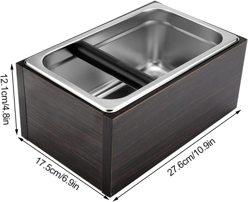 Asixxsix Coffee Knock Box, Large Capacity Stainless Steel Coffee Pucks Container with Oak Base, Machine Accessories for Grounds Under Machines - Image 4