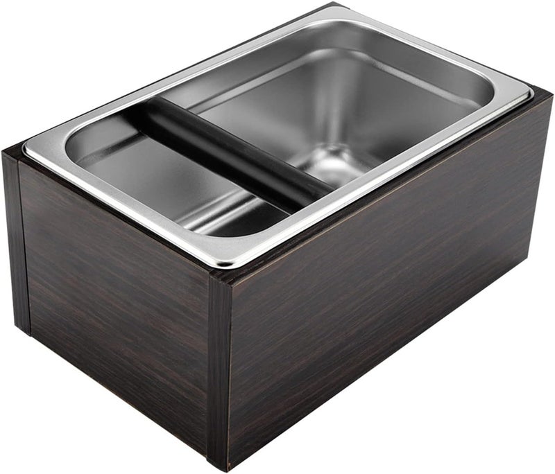 Asixxsix Coffee Knock Box, Large Capacity Stainless Steel Coffee Pucks Container with Oak Base, Machine Accessories for Grounds Under Machines - Image 5