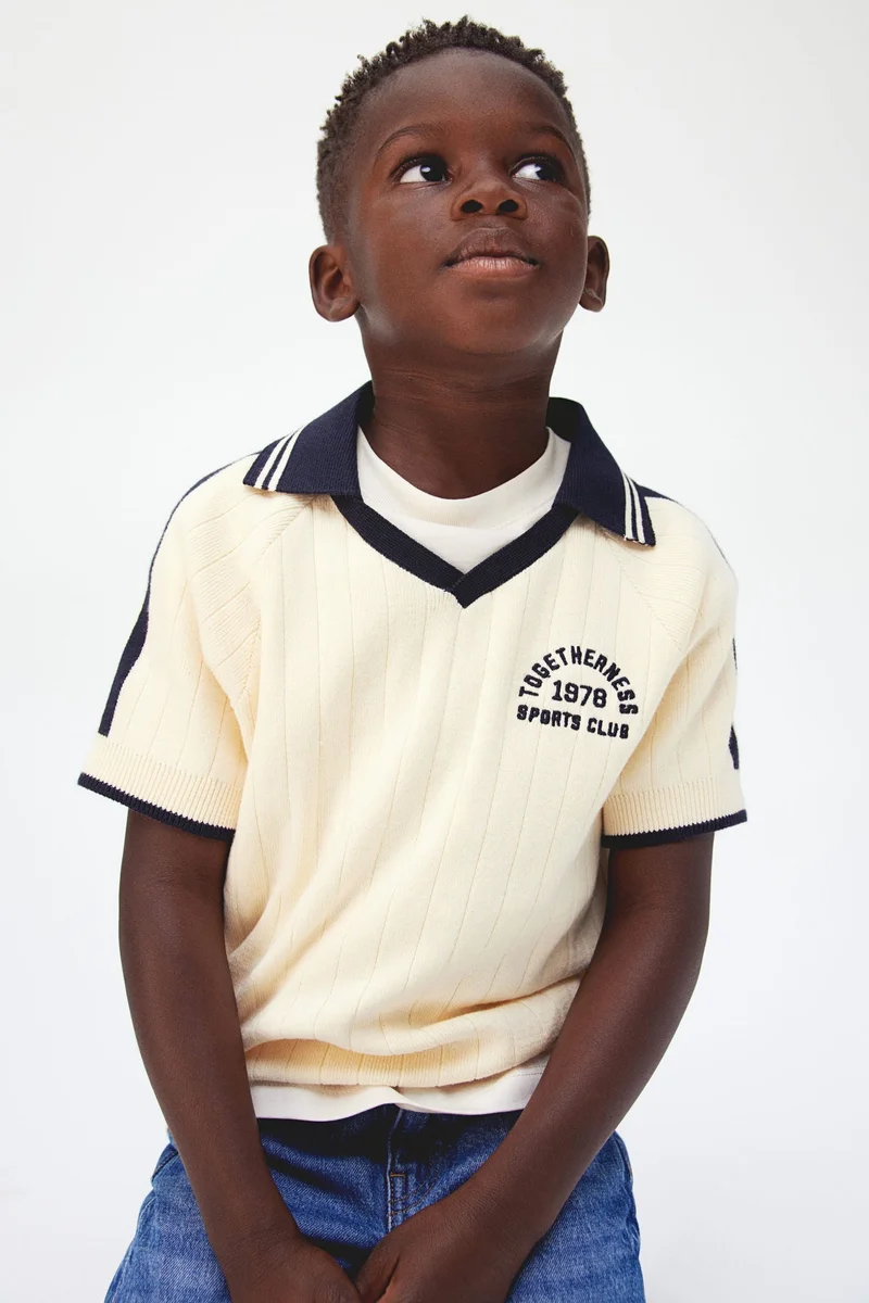 H&M Rib-Knit Polo Shirt