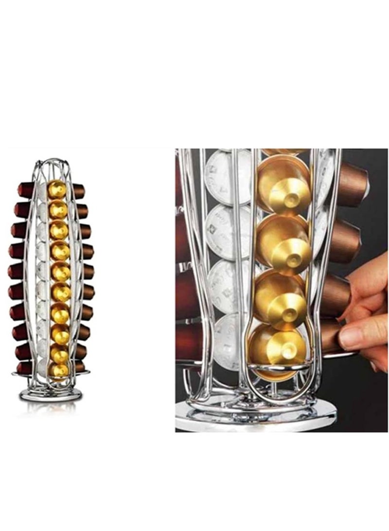 SOLARAE Coffee Capsule Holder Compatible with Nespresso Pods 40pcs - Stand Rotating Rack - Image 2