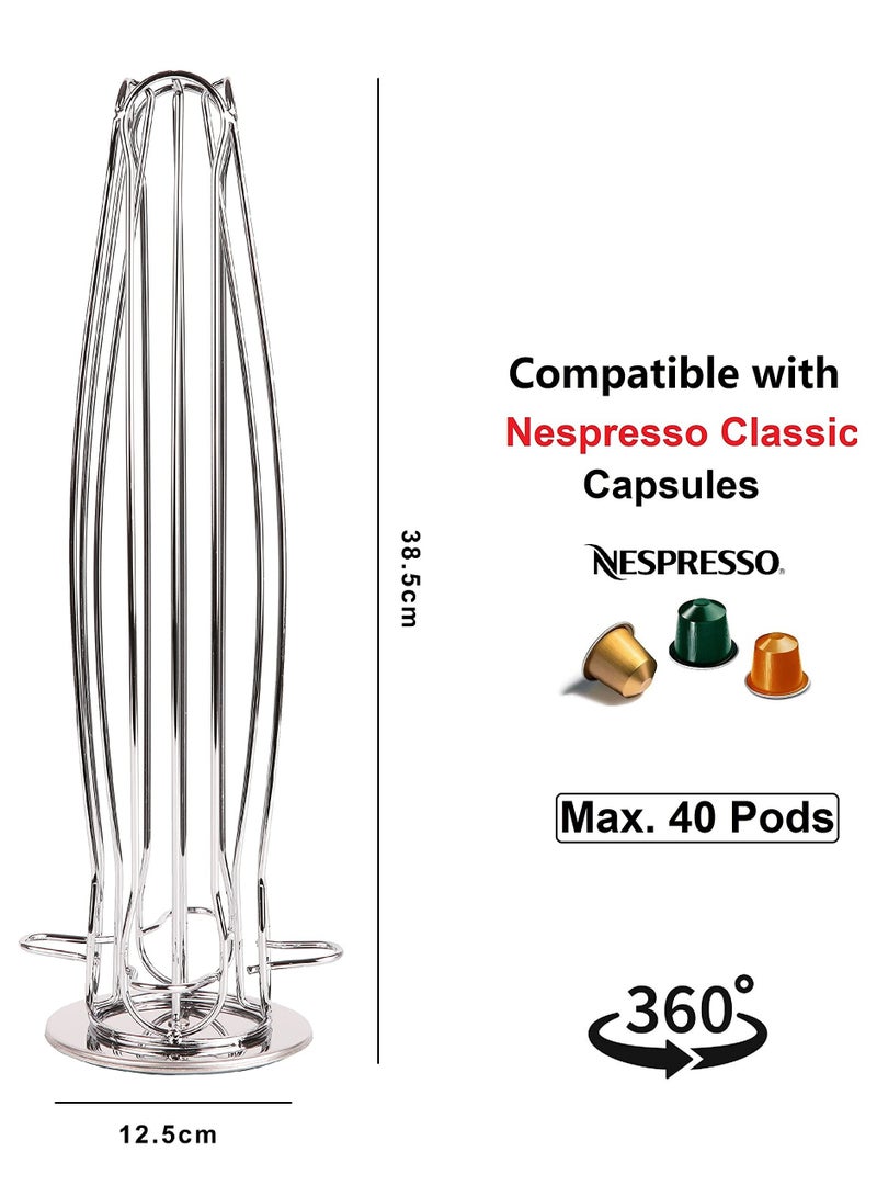 SOLARAE Coffee Capsule Holder Compatible with Nespresso Pods 40pcs - Stand Rotating Rack - Image 5