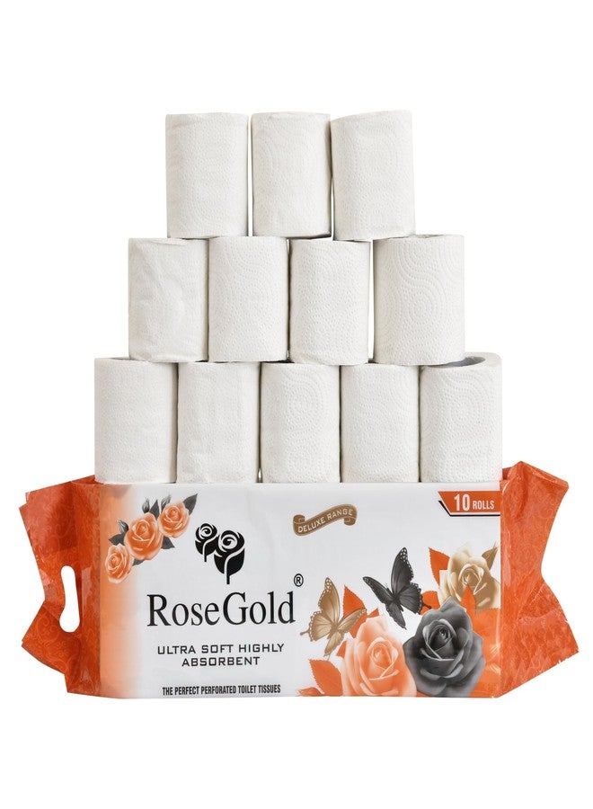 Rose Gold Toilet Paper Tissue Roll || Tissues Paper Rolls (Pack of 10-2 Ply Toilet Tissue Paper) - Image 1