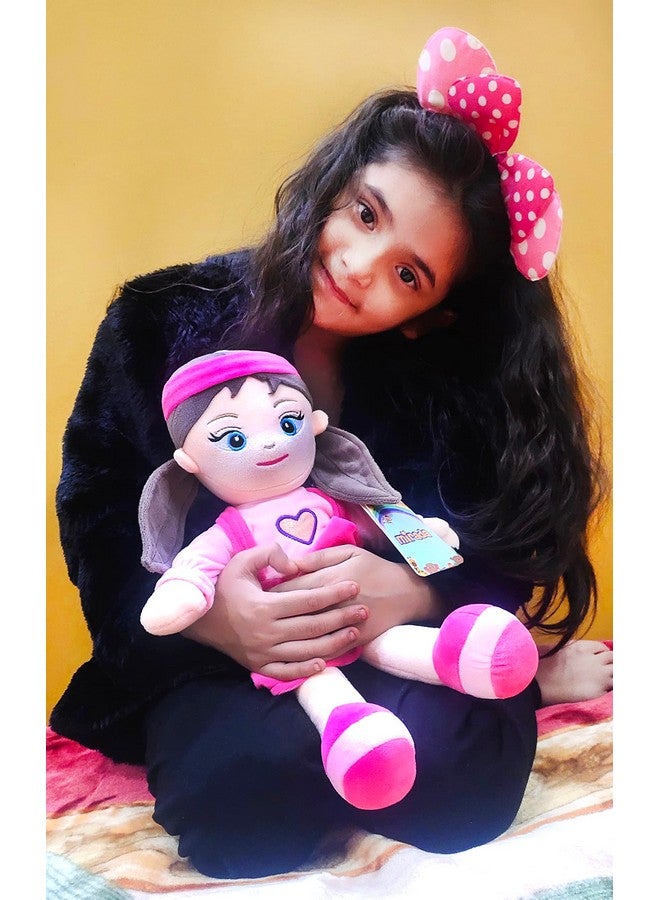 Mirada Cute Pink Huggable Heart Girl Gudiya/Doll Super Soft Toy For Baby Girls/Kids | Stuffed Plush | Ideal Gift For Rakhi/Raksha Bandhan/Birthday- 38Cm - Image 5