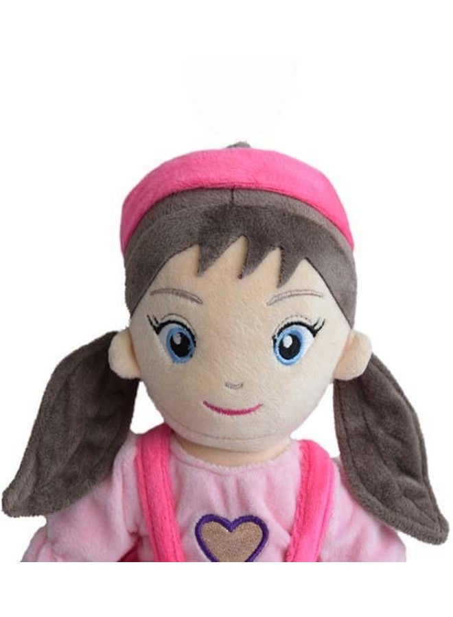 Mirada Cute Pink Huggable Heart Girl Gudiya/Doll Super Soft Toy For Baby Girls/Kids | Stuffed Plush | Ideal Gift For Rakhi/Raksha Bandhan/Birthday- 38Cm - Image 2