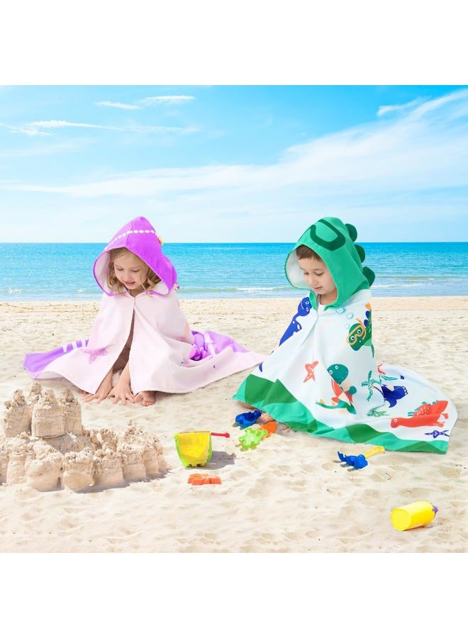 UOMNY Kids Beach Towels-Hooded Towel for Kids 30" x 50" for 3-10 Years,Pool Ponchos for Kids with Hood,Girls Beach Towel,Mermaid - Image 3