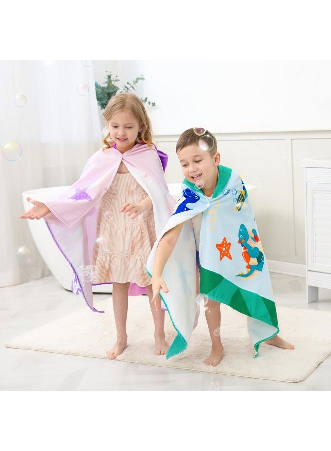 UOMNY Kids Beach Towels-Hooded Towel for Kids 30" x 50" for 3-10 Years,Pool Ponchos for Kids with Hood,Girls Beach Towel,Mermaid - Image 5