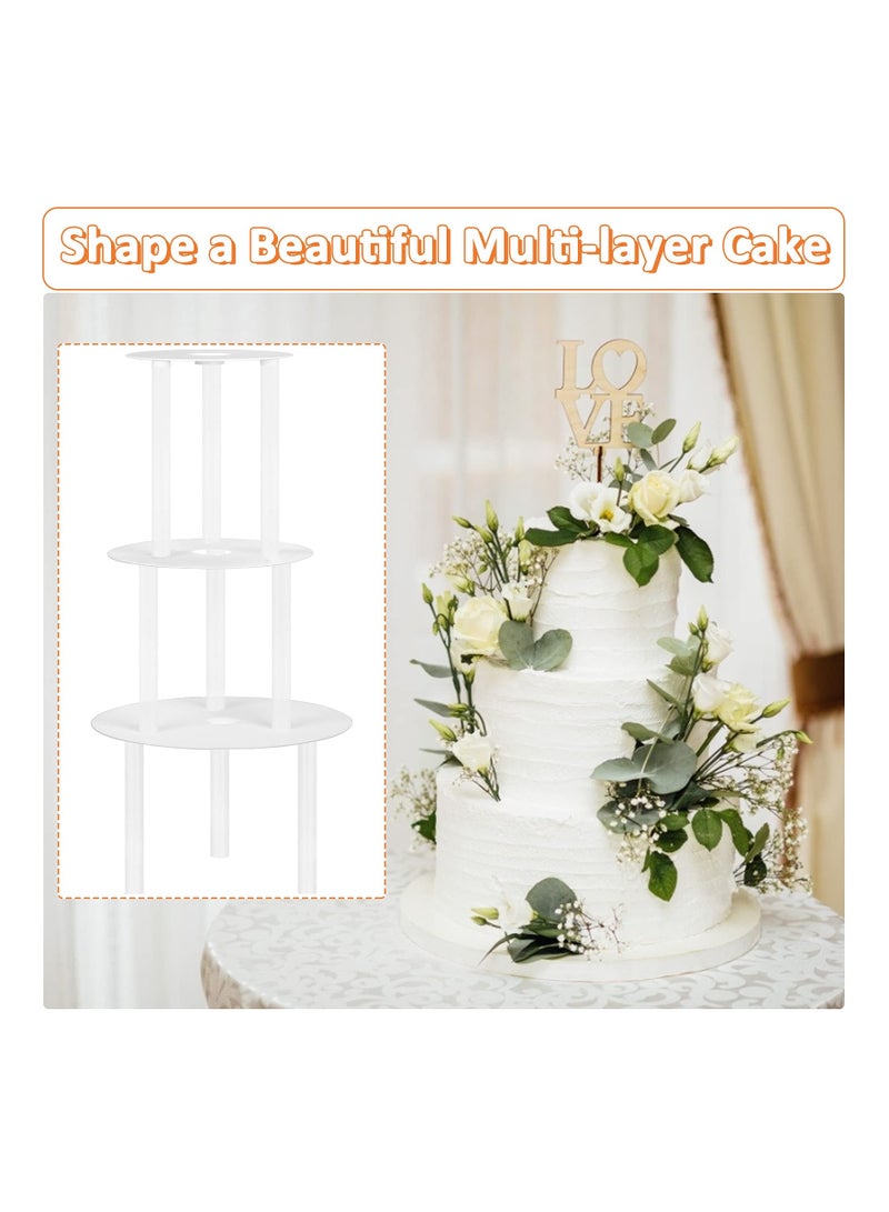 Cake Stand, Cake Dowel Rods Set  Cake Dowels for Tiered Cakes, Plastic Cake Support Rods, White Cake Stand Sticks with 3PCS Cake Boards - for Tiered Cake Construction and Stacking Supporting - Image 4