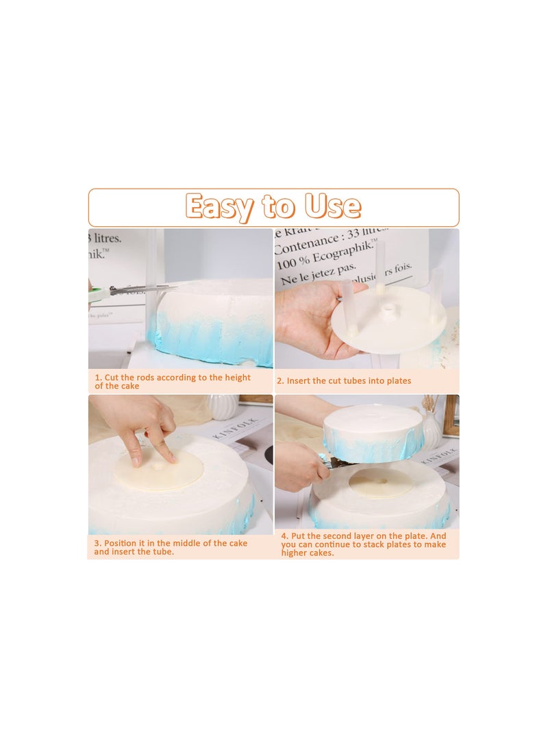 Cake Stand, Cake Dowel Rods Set  Cake Dowels for Tiered Cakes, Plastic Cake Support Rods, White Cake Stand Sticks with 3PCS Cake Boards - for Tiered Cake Construction and Stacking Supporting - Image 3