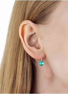 EVEVIC Austrian Peach Heart Crystal Drop Earrings for Women 14K Gold Plated Hypoallergenic  - Image 4