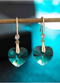 EVEVIC Austrian Peach Heart Crystal Drop Earrings for Women 14K Gold Plated Hypoallergenic  - Image 5