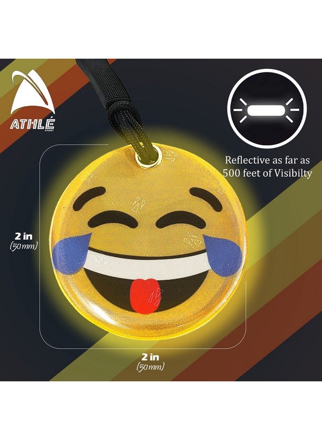 Athle Sport Reflective Tabs Hi Vis Reflector Tags 2 Pack Safety Reflector Reflective Gear For Walking At Night Reflective Zipper Pull For Kids Tactical Bags And Backpack Emoji Tears Of Joy - Image 3