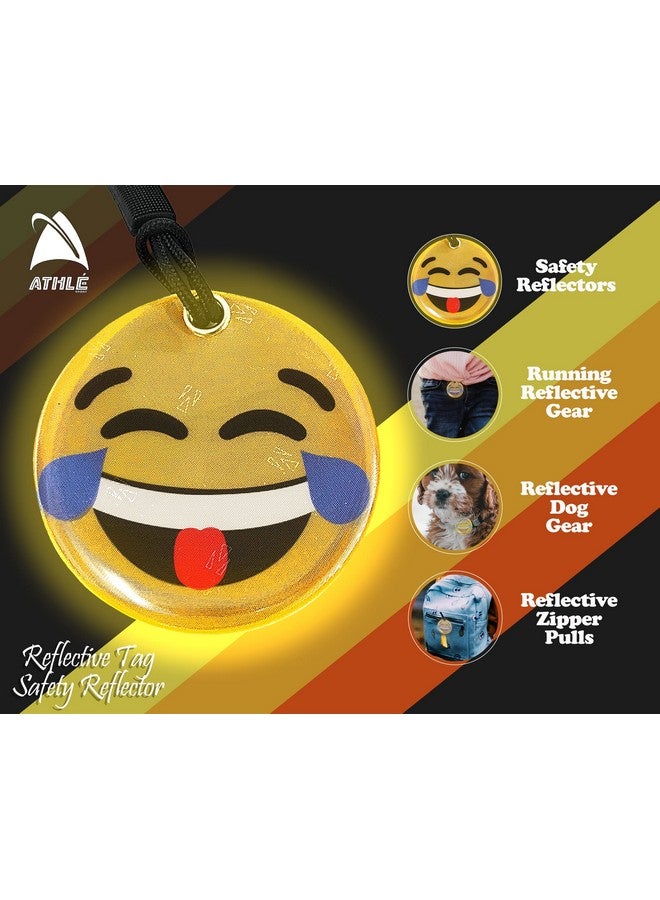 Athle Sport Reflective Tabs Hi Vis Reflector Tags 2 Pack Safety Reflector Reflective Gear For Walking At Night Reflective Zipper Pull For Kids Tactical Bags And Backpack Emoji Tears Of Joy - Image 4