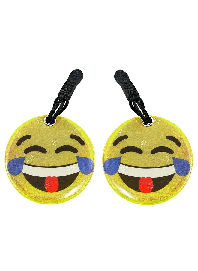 Athle Sport Reflective Tabs Hi Vis Reflector Tags 2 Pack Safety Reflector Reflective Gear For Walking At Night Reflective Zipper Pull For Kids Tactical Bags And Backpack Emoji Tears Of Joy - Image 2
