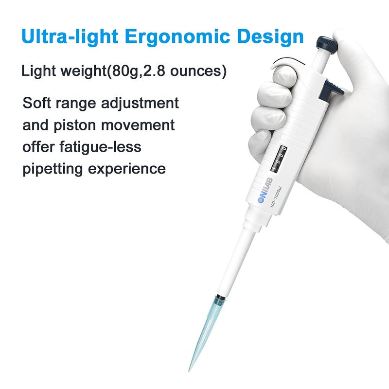 ONiLAB Lab Micropipette, Single Channel Pipette,Adjustable Volume Pipette, Micro Pipettes, High Precision Pipettor,Fully Autoclavable,0.5-10ul - Image 4