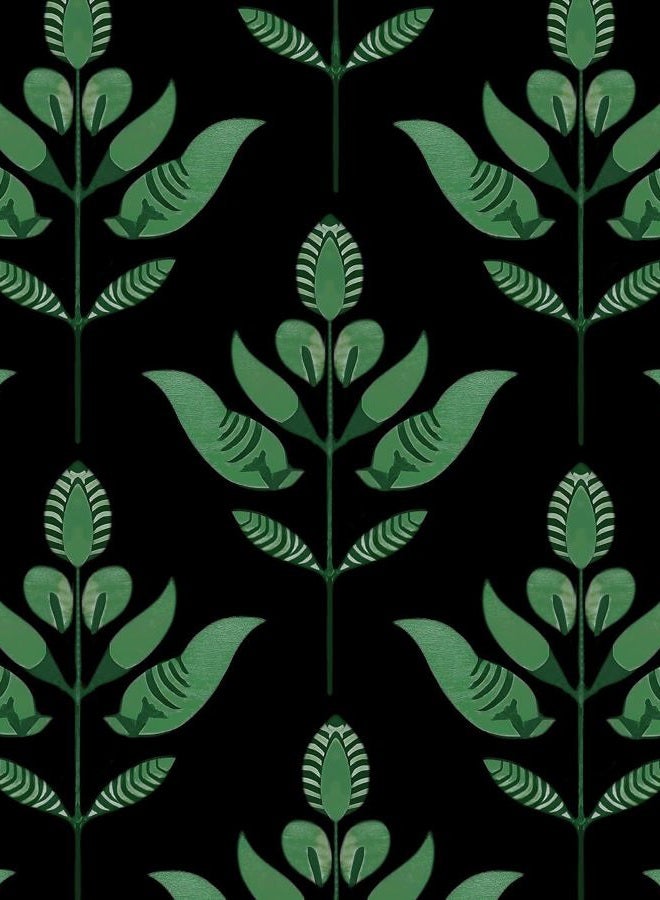 BOKEBEVE Black Green Leaf Wallpaper Peel and Stick Dark Vintage Floral Contact Paper Modern Renter Friendly Wall Paper for Closet Accent Wall Pantry Laundry Room Removable 17.5 x 118In - Image 1