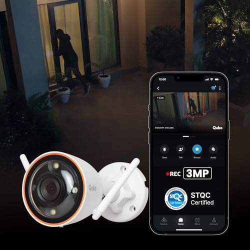 Qubo Smart Outdoor 3MP [2K] WiFi Bullet Camera [2026 Edition] by Hero Group | STQC Certified | Color NightPulse Vision | CCTV cam | AI Person Detection | IP66 Rating | Made in India - Image 1
