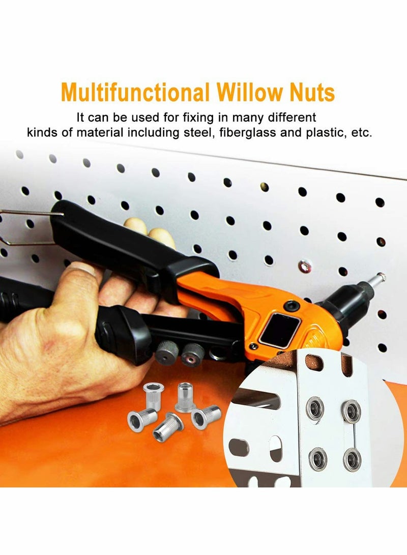 صمولة M6، 50 قطعة صمولة ريفيت ستانلس ستيل M6، صمولة إدراج ذات رأس مسطح، مجموعة صناديق صمامات ريفيت مع خيوط داخلية (فضي) - Image 4