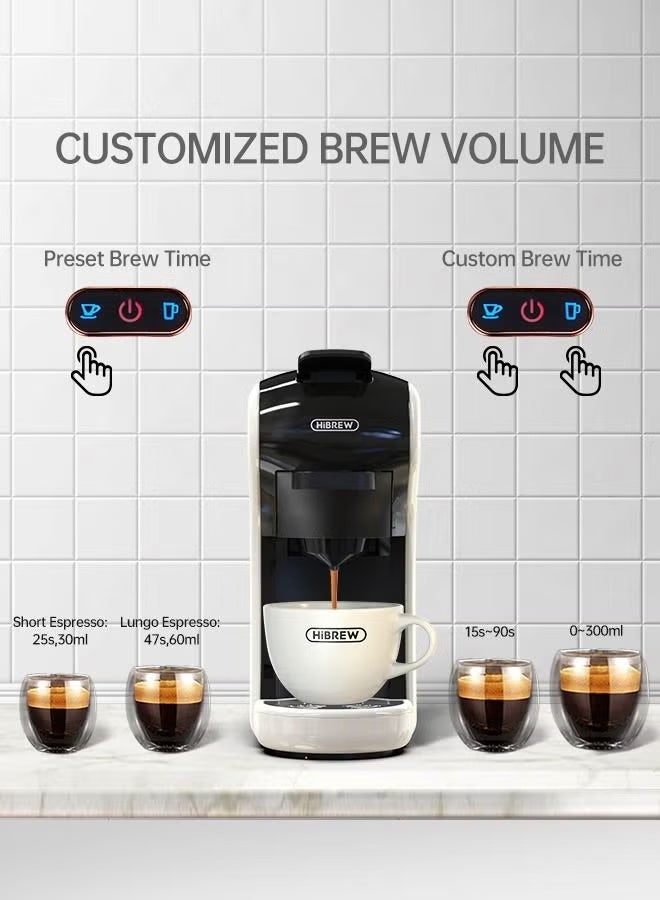 هيبرو ماكينة قهوة هاي برو 4 في 1 متعددة الاستخدامات للقهوة الساخنة والباردة، ماكينة إسبريسو بالكبسولات، مناسبة لقهوة نسبريسو المطحونة، كبسولات K، موديل H1A، لون أبيض - Image 3