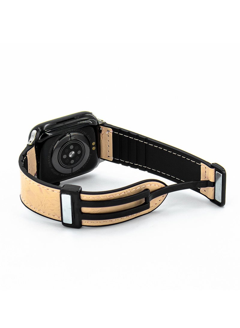 MOCOM 49mm Watch Straps Genuine Leather Crocodile Design Mocom Beige - Image 3