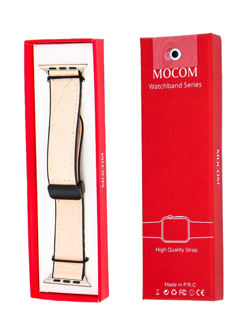 MOCOM 49mm Watch Straps Genuine Leather Crocodile Design Mocom Beige - Image 4