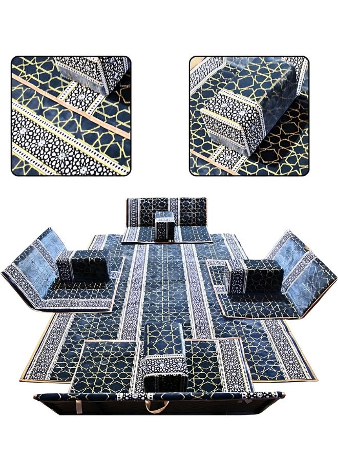 Heritage Floor Seating Set 9 Pieces Suitable for Travel, Camping and Garden, Camping Floor Mat Set with 4 Loungers, 4 Chairs and High Quality Fabric Rug for 8 Persons (Turkish Fabric) - pzsku/Z0DB991D1DF67C30B7BC9Z/45/_/1733651381/2d7a6755-42d1-4e12-bfa7-ab1dbcb9b485