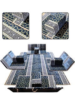 SMART HOME Heritage Floor Seating Set 9 Pieces Suitable for Travel, Camping and Garden, Camping Floor Mat Set with 4 Loungers, 4 Chairs and High Quality Fabric Rug for 8 Persons (Turkish Fabric)  - Image 1