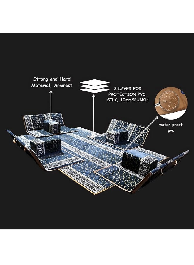 Heritage Floor Seating Set 9 Pieces Suitable for Travel, Camping and Garden, Camping Floor Mat Set with 4 Loungers, 4 Chairs and High Quality Fabric Rug for 8 Persons (Turkish Fabric) - pzsku/Z0DB991D1DF67C30B7BC9Z/45/_/1733651381/9468dc3b-1ed0-4f8c-9770-83eae61d6e97