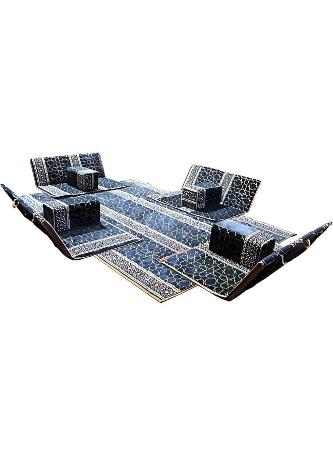 Heritage Floor Seating Set 9 Pieces Suitable for Travel, Camping and Garden, Camping Floor Mat Set with 4 Loungers, 4 Chairs and High Quality Fabric Rug for 8 Persons (Turkish Fabric) - pzsku/Z0DB991D1DF67C30B7BC9Z/45/_/1733651389/4221f2e0-504b-4317-b7bc-6bed0970fdf8