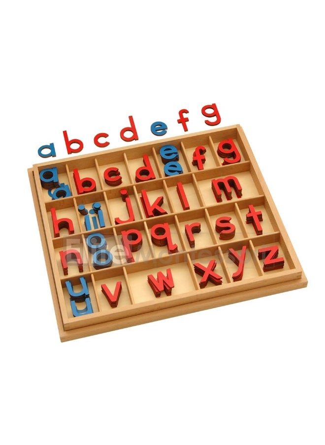 Elite Montessori Elite Montessori Wooden Movable Alphabet with Box Preschool Spelling Learning Materials (Red & Blue, 5mm Thick)  - Image 1