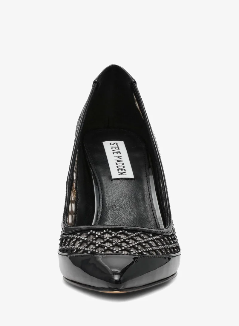 STEVE MADDEN  Saxxon Blk Patent Sandals for Women | Best Price UAE