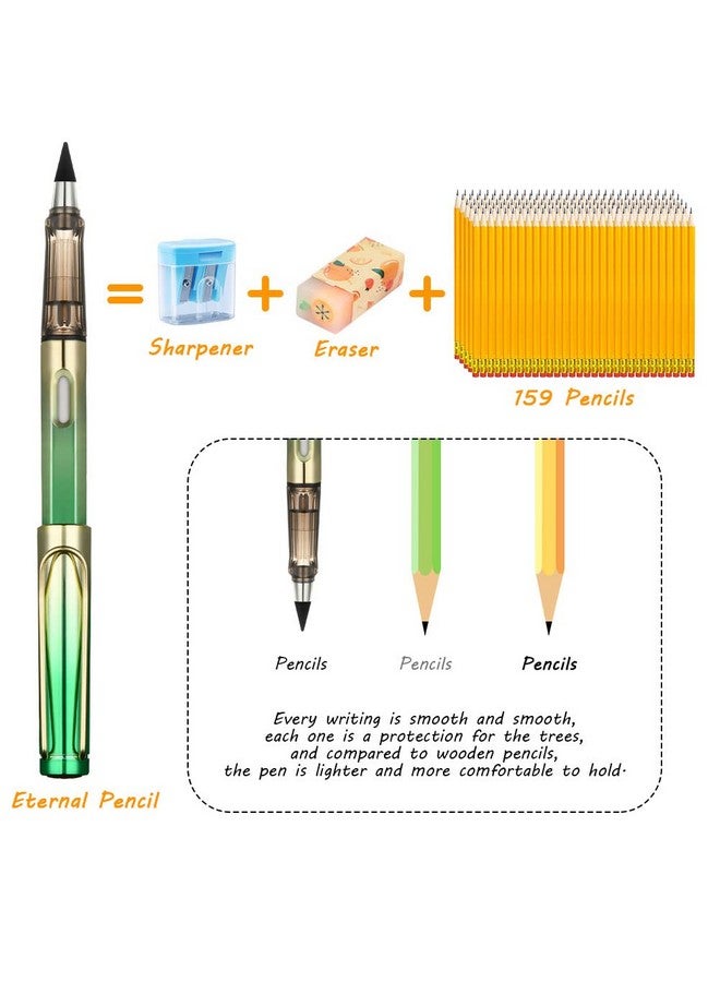 Ainiv Inkless Pencil With Eraser, 5 Sets Infinity Pencil Everlasting Pencil, Reusable Infinite Pencil With Extra 5 Eraser & 5 Replaceable Nibs, Endless Pencil For Home Office School Writing Drawing - Image 5