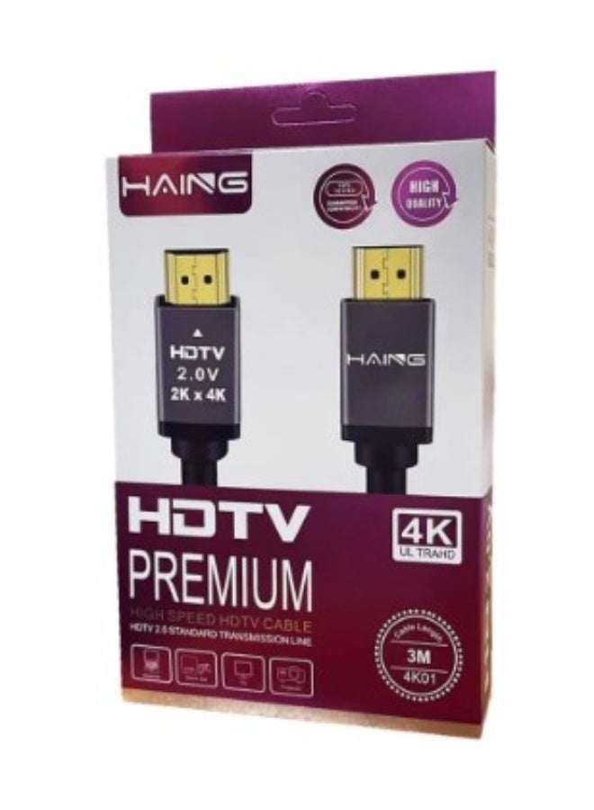 Haing كابل HDMI متميز 4K HDTV 2.0V - 3م - Image 1