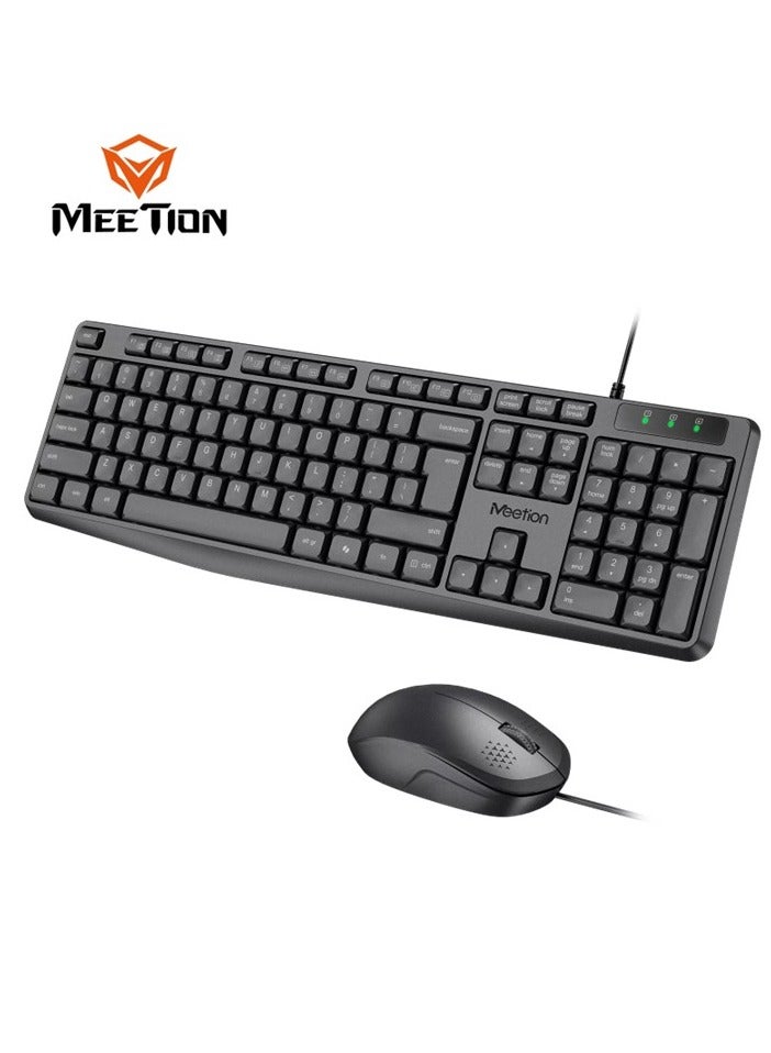 Meetion Full-Size Wired Keyboard and Mouse Combo C235 Optical Tracking Symmetrical Design Round-Edge Keycaps Laser-Etched Characters Built to Last Adjustable Height Fn Key Combinations Splash-Proof Design Silent Comfort, Quiet, Durable, and Efficient - Image 2