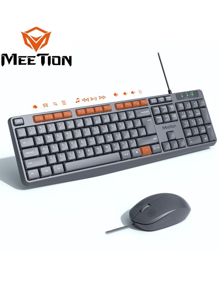 Meetion Full-Size Wired Keyboard and Mouse Combo C235 Optical Tracking Symmetrical Design Round-Edge Keycaps Laser-Etched Characters Built to Last Adjustable Height Fn Key Combinations Splash-Proof Design Silent Comfort, Quiet, Durable, and Efficient - Image 1