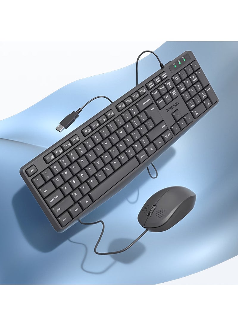 Meetion Full-Size Wired Keyboard and Mouse Combo C235 Optical Tracking Symmetrical Design Round-Edge Keycaps Laser-Etched Characters Built to Last Adjustable Height Fn Key Combinations Splash-Proof Design Silent Comfort, Quiet, Durable, and Efficient - Image 3