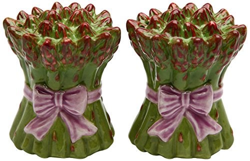 Cosmos Gifts Ceramic Asparagus Salt and Pepper Set 212InchGreen
