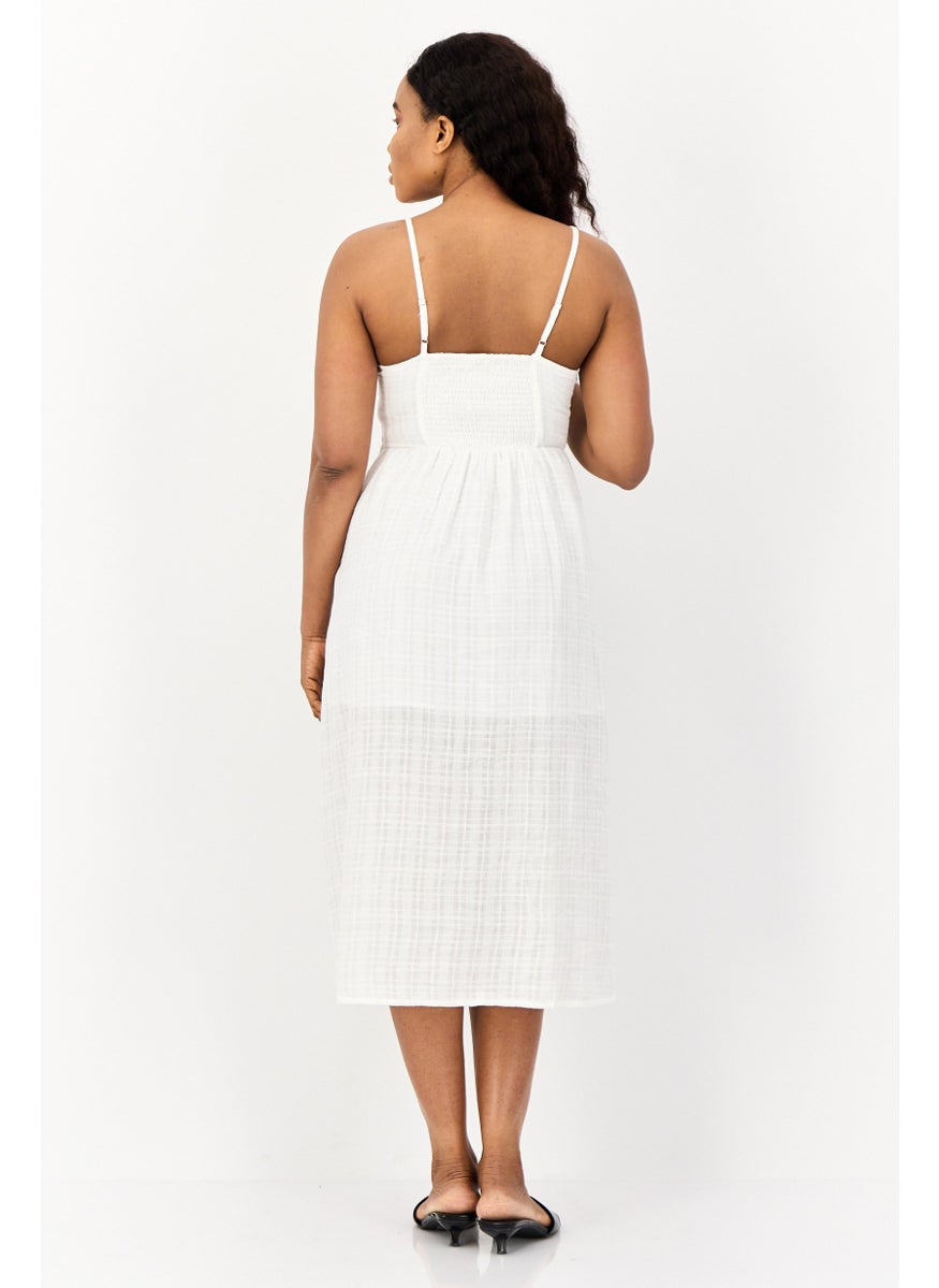 BRAVE SOUL Women Textured Casual Midi Dress, White  - Image 2