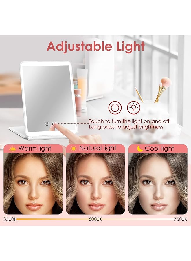 erorex Travel Lighted Makeup Mirror With 3X Magnifying Vanity Mirror 72 Led 3 Color Lights Dimmable Touch Screen Rechargeable Portable Foldable Mirror Xmas Gift For Women - Image 5