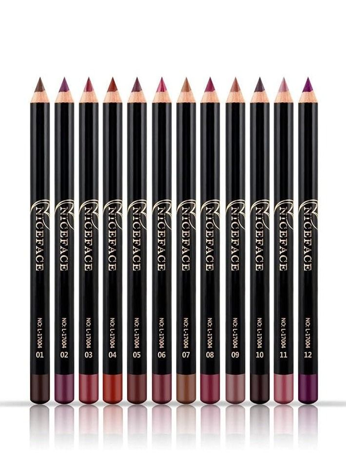 NICEFACE 12 Colors Lip Liner Pen Waterproof Smooth Colorful Silk Smooth Lipstick Pencil Long Lasting Makeup Set - Image 1