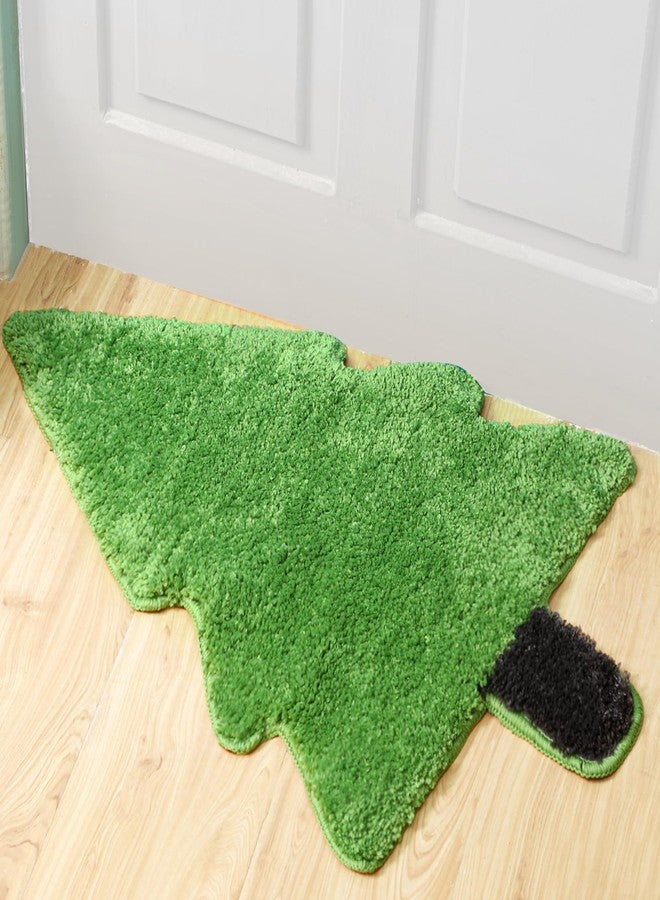 Tinideya سجاد حمام شجرة عيد الميلاد من Tinideya، حصيرة استحمام لطيفة للأطفال 28''x20''، سجاد للاستحمام، شجرة عيد الميلاد، حصيرة حمام خضراء، ديكور حمام عيد الميلاد، قابلة للغسل، حصيرة زخرفية غير قابلة للانزلاق - Image 1