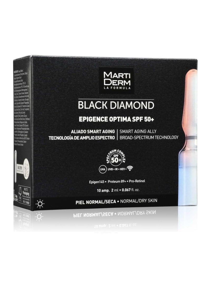 مارتيديرم أمبولات مارتيديرم بلاك دايموند إبيجينس أوبتيما SPF50+ المضادة للشيخوخة، 10 أمبولات - Image 1