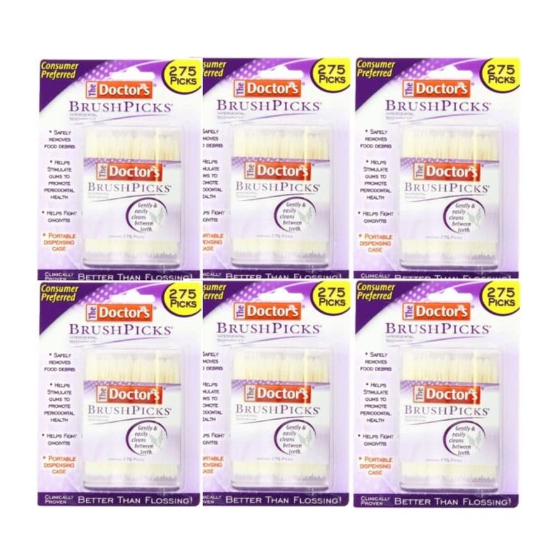 BrushPicks Interdental Toothpicks, 275 Count (Pack of 6)