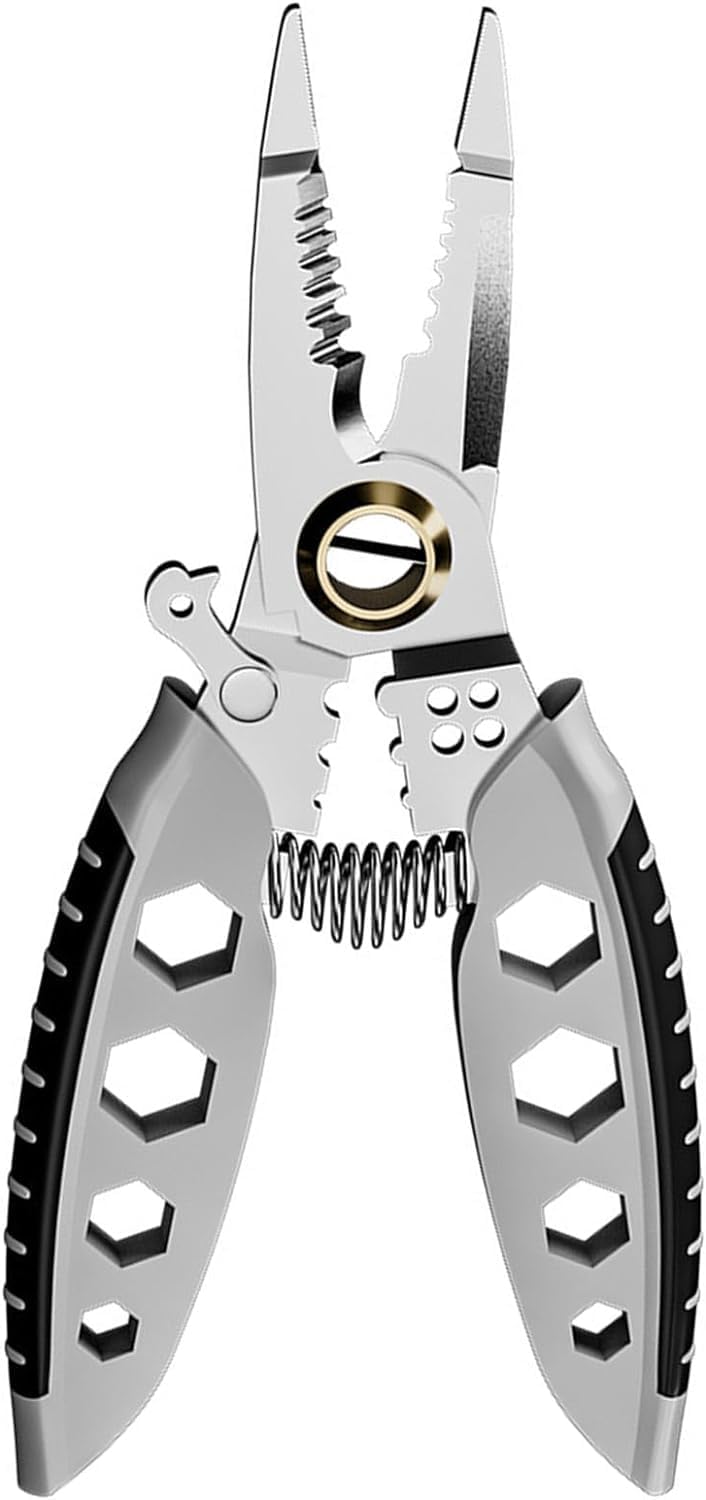 Gyanadh Multipurpose Wire Stripping Tool Portable Cable Cutter Electricians Crimping Cutting Plier Wrench Function Self Locking Button Stripper Professional - Image 1
