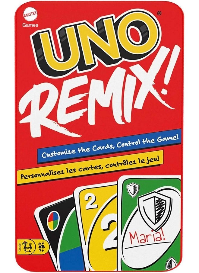 Mattel Games Uno Remix Card Game For Family Night With Customizable Options & Write On Cards In Storage Tin For 3 6 Players  - Image 1