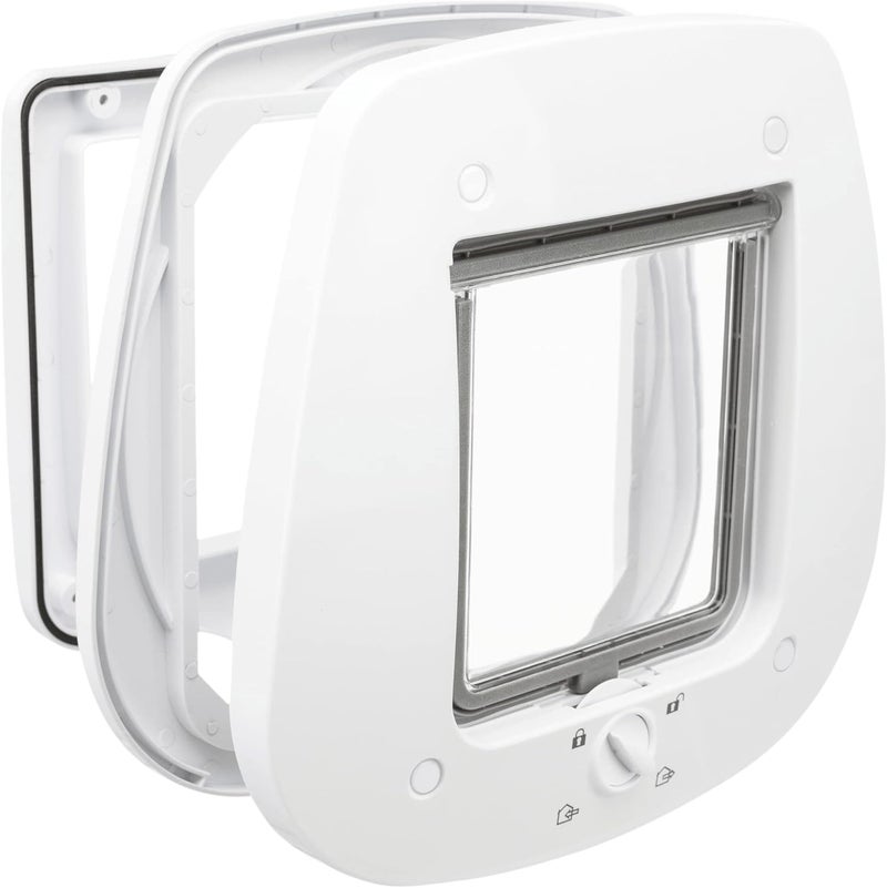 Trixie 4 Way Cat Flap for Glass Doors - White - Image 1