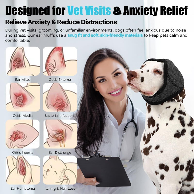AOOLMOL Dog Ear Muffs Wrap for Hematoma, Bathing, Drying, Swimming & Noise Anxiety Relief- Elastic Waterproof Ear Protection with Calming Hoodie Design for Grooming - Image 4