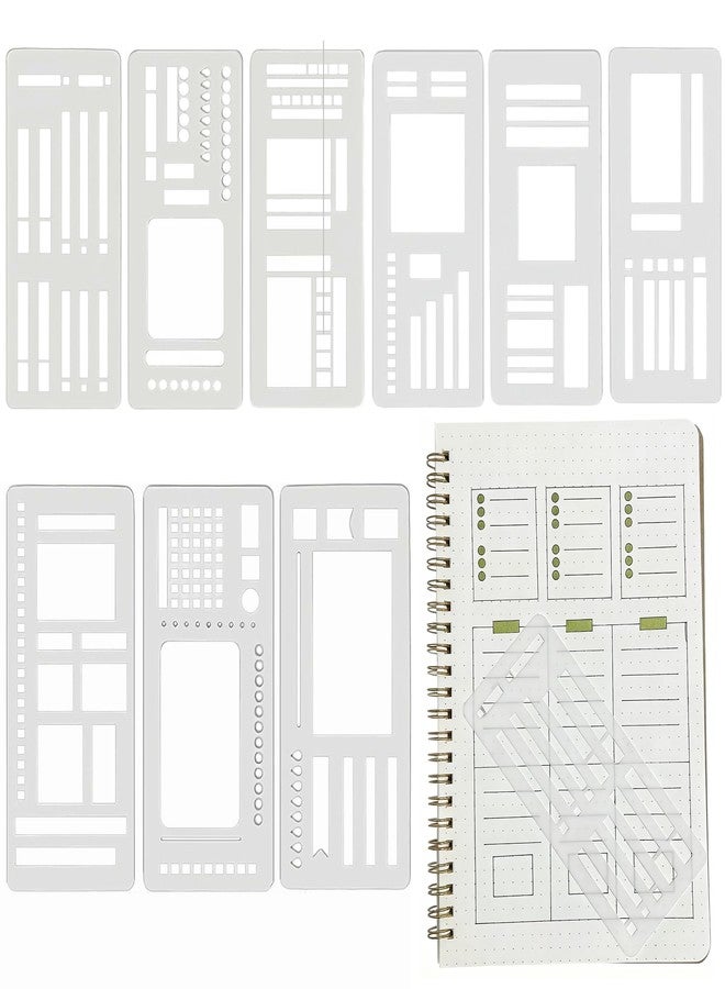 Riomh Flexible Record Template Set, 9 Pcs Reusable Planner Stencils Drafting Tools for Journal Planner, Calendar Making, Drawing Lines, Layout Tools for DIY Planning - Image 1