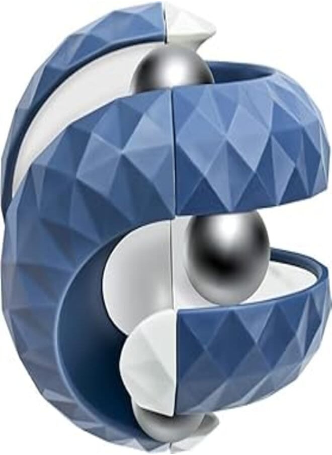 Orbit Ball Toy, Fidget Cube Puzzle Ball Spinning Toy, Track Infinite Flip Change Puzzle Games Novelty Creative Stress Relieve Toys for Kids Children Adults (Blue/White) 